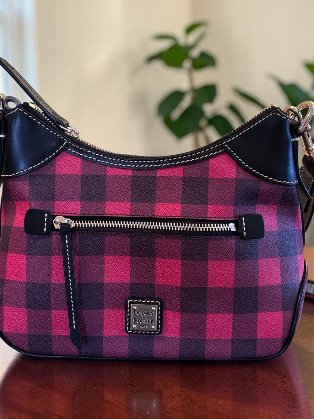 Dooney & Bourke Red and Black Plaid Shoulder Bag - Picture 2 of 6